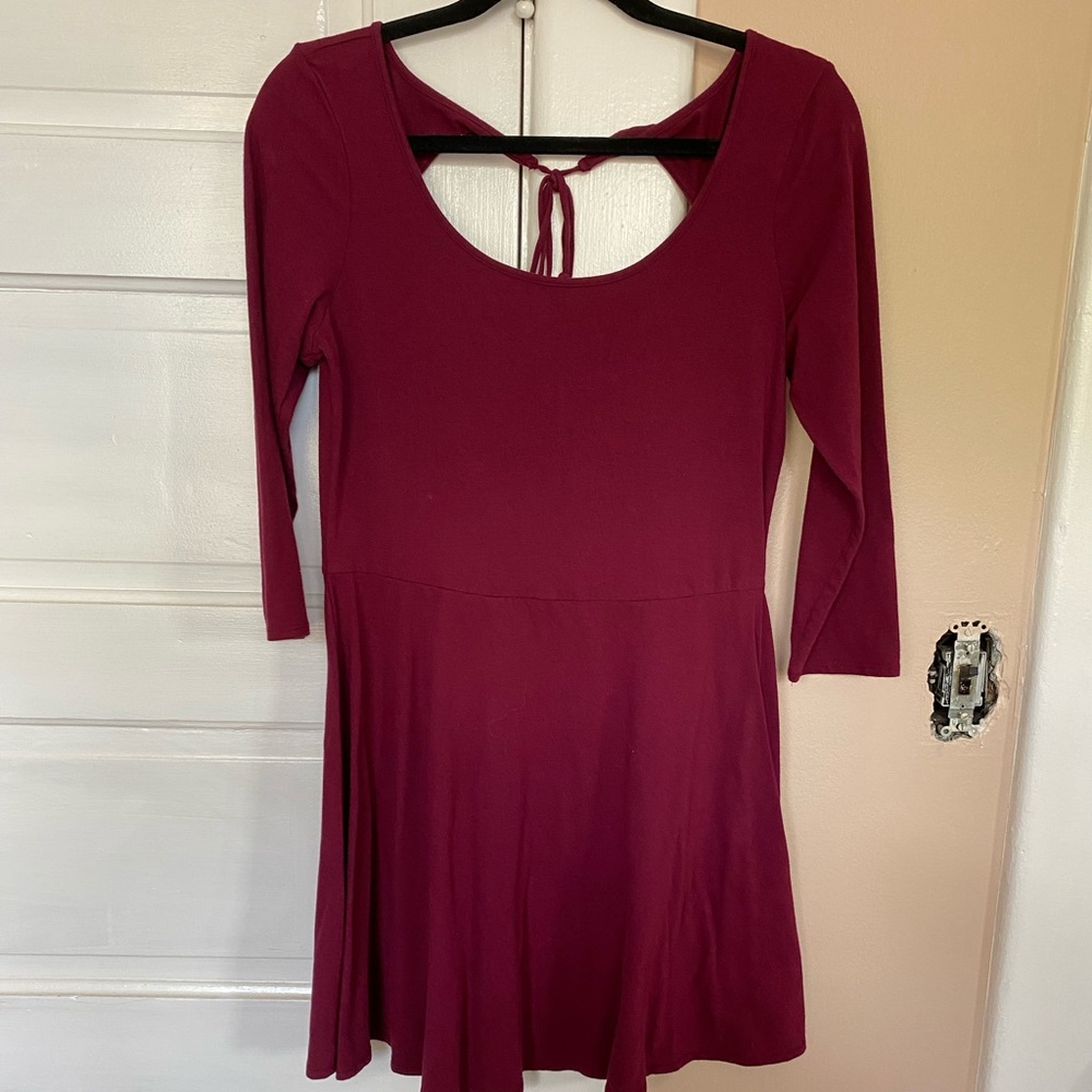 Maroon-3/4 sleeve dress